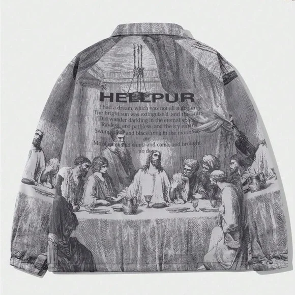 Men’s Last Supper Streetwear Zip Up Jacket - Picture 2 of 4